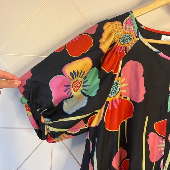 Velvet by Graham & Spencer Rachel Floral Print Mini Dress Silk Cotton Blend - Picture 4 of 10
